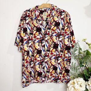MORRO BAY shirt |  Tropical Cocktail Print Button-Up Shirt | medium